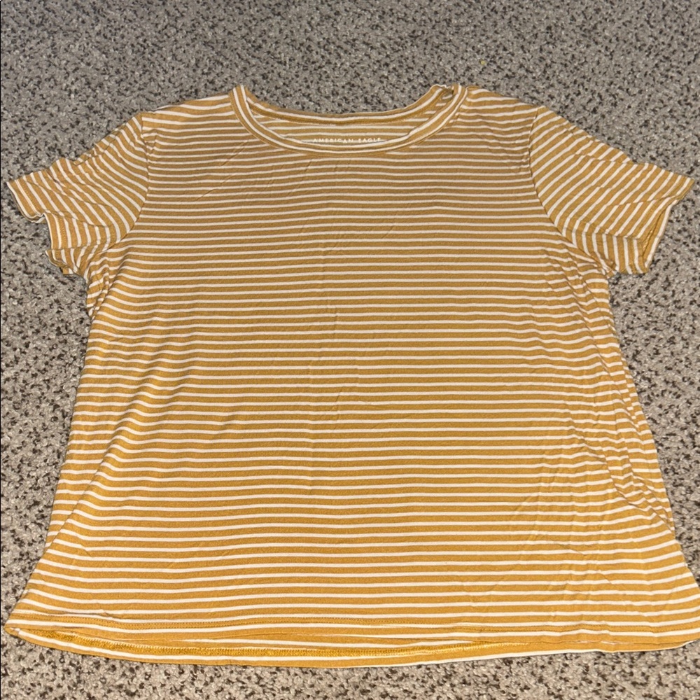 American Eagle Striped Mustard Yellow Women's Top size M